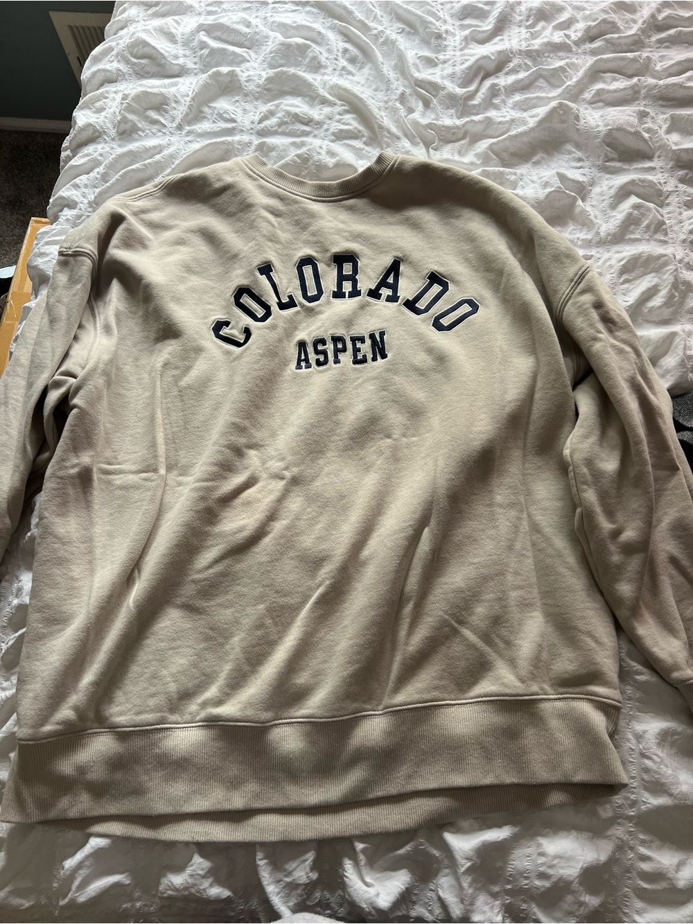 Garage Colorado Aspen Crewneck - Beige with Navy Lettering